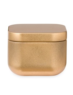 Vela aromática en tarro de metal dorado con aroma a vainilla personalizada, cerrada