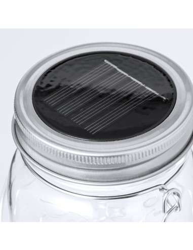 Lámpara tarro solar con tira LED personalizada, colgada con el asa