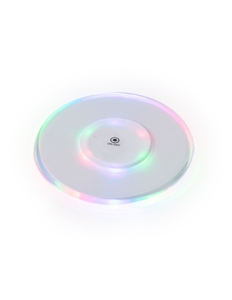 Posavasos de acrílico con 6 LEDs personalizado, encendido, otro ángulo