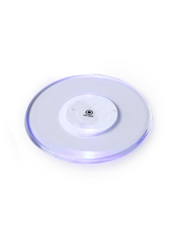 Posavasos de acrílico con 6 LEDs personalizado, encendido, vista desde arriba