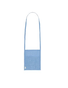 Portatodo de algodón reciclado de 22x18 cm con bolsillo personalizado en color azul