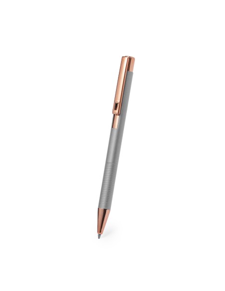 Bolígrafo de aluminio mate con acabados en cobre y carga jumbo personalizado en color gris