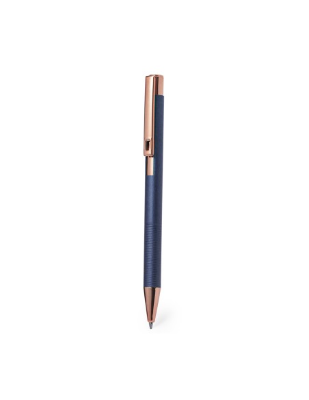 Bolígrafo de aluminio y cobre con mecanismo giratorio personalizado en color azul marino