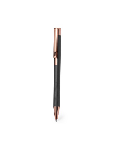 Bolígrafo de aluminio y cobre con mecanismo giratorio personalizado en color negro