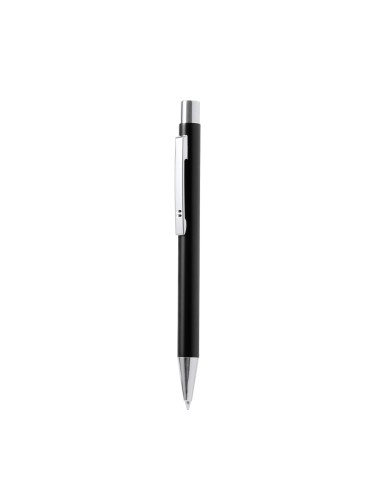Bolígrafo de aluminio reciclado con carga jumbo personalizado en color negro