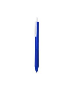 Bolígrafo de ABS reciclado con clip y pulsador transparentes personalizado en color azul marino