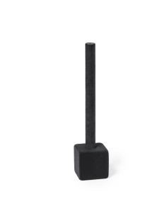Lápiz eterno de cartón reciclado con punta que no se desgasta personalizado en color negro, de pie con su capuchón