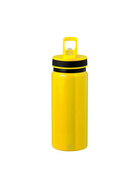 Bidón de aluminio reciclado con certificación GRS y pajita de 680 ml personalizado en color plateado