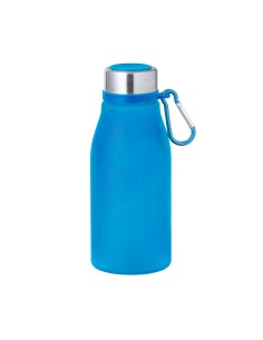 Bidón de RPET con mosquetón a juego de 370 ml personalizado en color azul