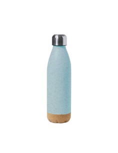 Bidón con base de corcho y certificación food grade de 650 ml personalizado en color azul claro