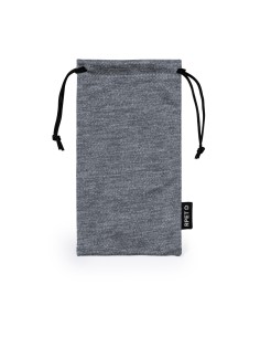 Funda para gafas de microfibra RPET con cordón autocierre personalizada en color gris oscuro