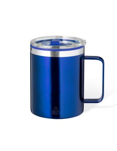 Taza térmica de sobremesa de 400 ml con interior de PP personalizada en color azul