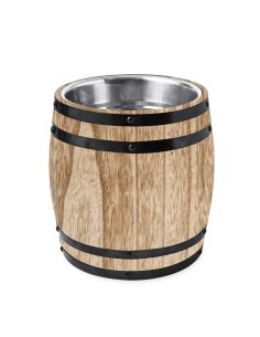 Cubitera con forma de barril en madera y acero personalizada
