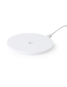Cargador inalámbrico circular con base antideslizante personalizado, otra vista con cable