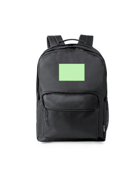 Mochila con 2 bolsillos centrales y 2 frontales personalizada, con zona de impresión marcada