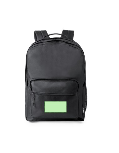 Mochila con 2 bolsillos centrales y 2 frontales personalizada, zona de impresión marcada, otro tamaño