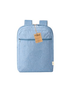 Mochila de algodón reciclado personalizada en color gris, vista completa