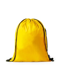 Mochila de cuerdas RPET con bolsillo lateral personalizada en color amarillo