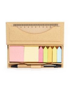 Set de oficina de cartón reciclado con notas adhesivas personalizado, otra vista