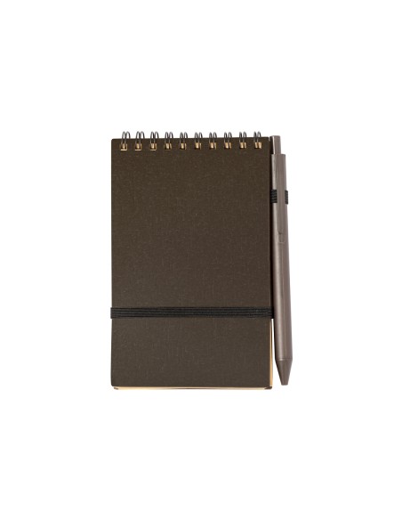 Set de libreta y bolígrafo de fibra de café personalizado, otro ángulo