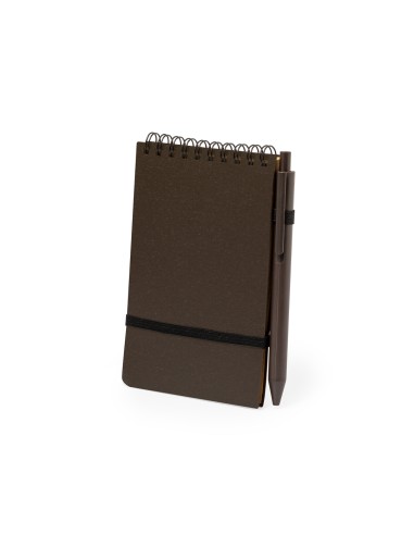 Set de libreta y bolígrafo de fibra de café personalizado, otra vista completa