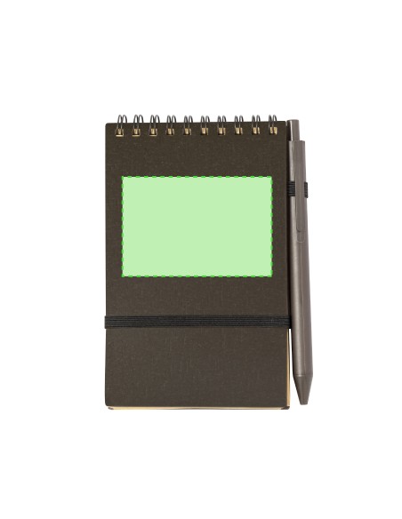 Set de libreta y bolígrafo de fibra de café personalizado, con zona de impresión marcada