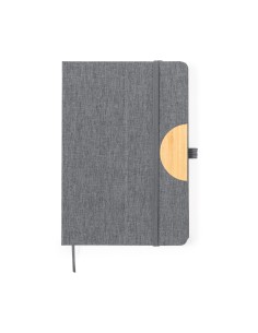 Bloc de notas con soporte de bambú para smartphone y tablet personalizado en color gris