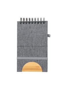 Libreta de anillas compacta con soporte de bambú para móvil personalizada, vista completa