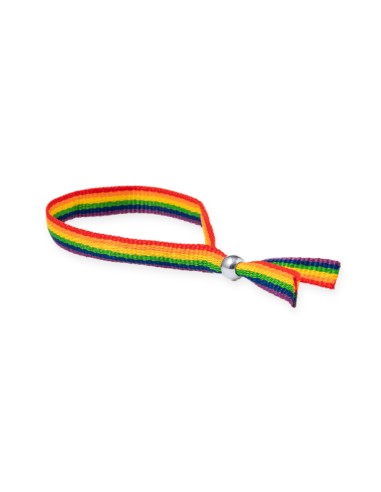 Pulsera rainbow personalizada de poliéster, otra vista con el cierre