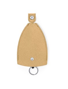 Llavero funda de polipiel con cierre de cordón personalizado en color azul marino, otra vista completa