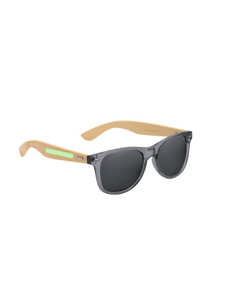 Gafas de sol personalizadas de bambú UV400 en color gris, otra vista