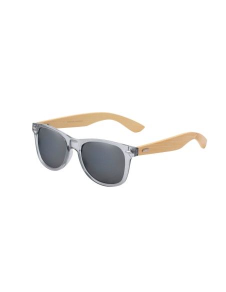 Gafas de sol personalizadas de bambú UV400 en color transparente, vista completa