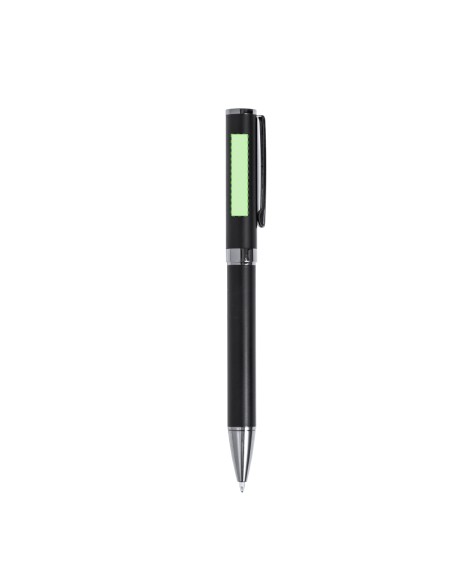 Set de bolígrafo y roller en metal personalizado, otra vista con zona de impresión marcada