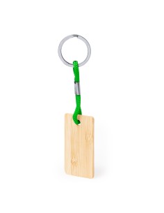 Llavero redondo de bambú sencillo personalizado, otra vista completa