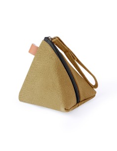 Monedero personalizado con forma de pirámide de canvas en color beige