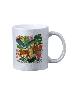 Taza de cerámica con efecto purpurina personalizada, vista completa