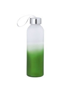 Bidón de cristal con diseño degradado personalizado en color verde, vista completa