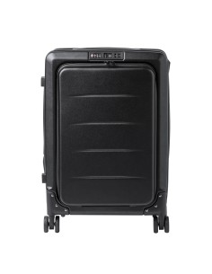 Trolley plegable extensible de 4 ruedas personalizado en color negro, vista frontal