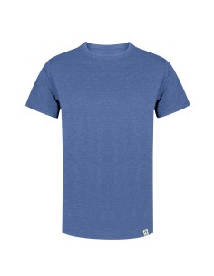 Camiseta adulto de algodón reciclado y RPET personalizada en color azul, vista frontal