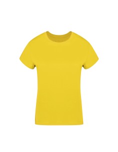 Camiseta mujer de algodón 160g con fit femenino personalizada en color amarillo, vista frontal