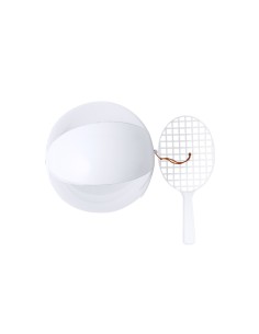 Set de raqueta y balón hinchable con elástico personalizado, otra vista del balón y la raqueta