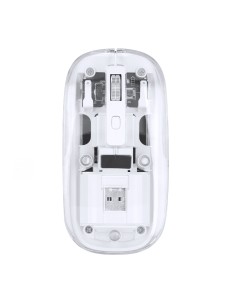 Ratón óptico inalámbrico transparente con botón DPI personalizado, con el cable de carga