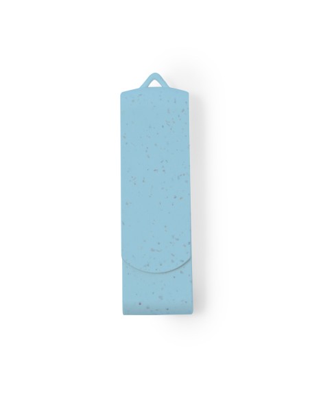 Memoria USB de caña de trigo de 16GB personalizada en color verde, vista de perfil
