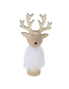 Adorno navideño de madera con pelaje blanco personalizado, diseño de reno grande
