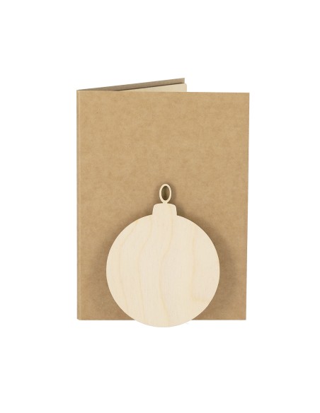 Postal navideña personalizada con semillas de pino, con el diseño de bola de Navidad