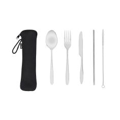 Set de Cubiertos de Acero Inoxidable con Funda RPET | Goodie