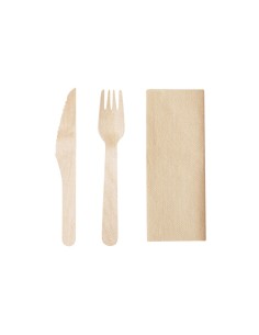Set de Cubiertos Ecológicos 3 en 1 de Madera FSC | Goodie