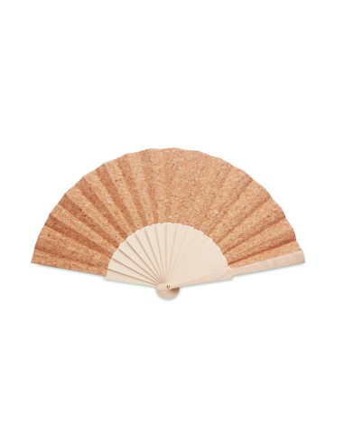 Abanico madera y tejido corcho 7MO6232