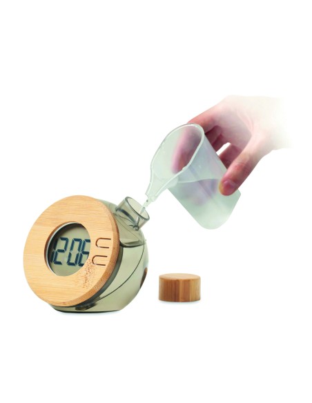 Reloj LCD de bambú por agua 7MO6865