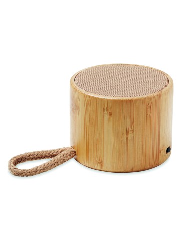 Altavoz inalámb. redondo bambú 7MO6890